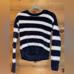 Navy blue, pink, and white sweater